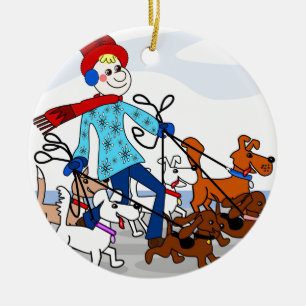 Ornement En Céramique Marcheur de chien