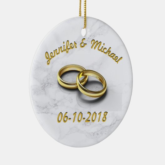 Ornement En Céramique Mariage Date Mariée & Groom Personnaliser les anne (Droite)
