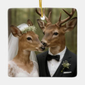Ornement En Céramique Mariage de cerfs Buck et Doe dans la forêt (Devant)