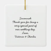 Ornement En Céramique Mariage de feuille de coeur pourpre de forêt (Dos)