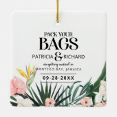 Ornement En Céramique Mariage Destination Tropicale Enregistrer La Date (Dos)