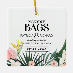 Ornement En Céramique Mariage Destination Tropicale Enregistrer La Date