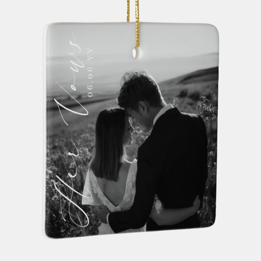 Ornement En Céramique Mariage Ses Vows Photo Keepsaké (Droite)