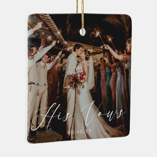 Ornement En Céramique Mariage Ses Vows Photo Keepsaké (Droite)