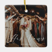 Ornement En Céramique Mariage Ses Vows Photo Keepsaké (Devant)