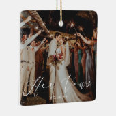 Ornement En Céramique Mariage Ses Vows Photo Keepsaké (Droite)