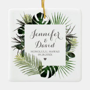 Ornement En Céramique Mariage Tropical Nouveau-marié Cadeau Keepsaké Orn