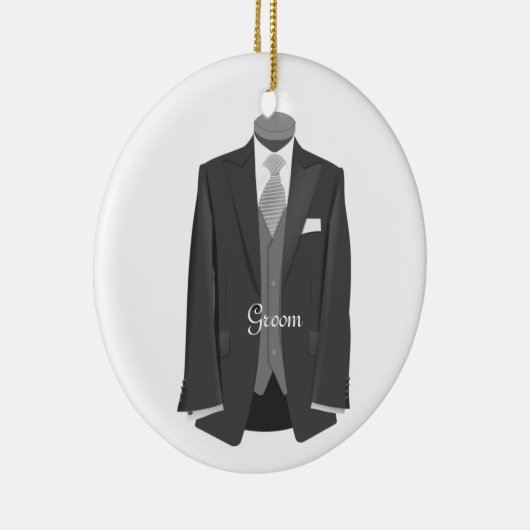 Ornement En Céramique Mariage Tuxedo Groom (Droite)