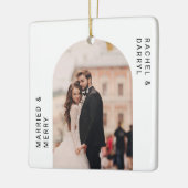 Ornement En Céramique Marié et Joyeux Photo Mini Script Élégant (Gauche)