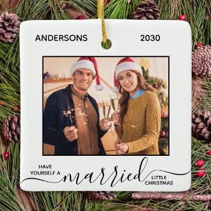 Ornement En Céramique Marié Petit Noël Simple Nouveaux mariés Photo