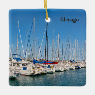 Ornement En Céramique Marina de Chicago Harbor, lac Michigan,