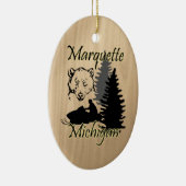 Ornement En Céramique Marquette Michigan Motoneige ours céramique (Droite)