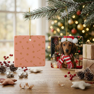 Ornement En Céramique Marron Dachshund Chapeau de Père Noël Noël Souveni
