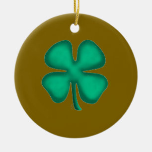 Ornement en céramique marron Trèfle irlandais Luck
