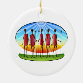 Ornement En Céramique Masaï Hommes avec Spears Kwanzaa (Dos)