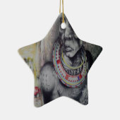 Ornement En Céramique Masai mère et enfant avec Lion Art Imprimer/Graphi (Droite)