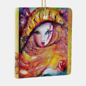 Ornement En Céramique MASQUE CARNAVALE EN Fête Mascarade JAUNE (Droite)