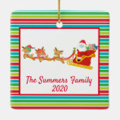 Ornement En Céramique Masque visage de Noël Père Noël et Reindeer 2020 (Dos)