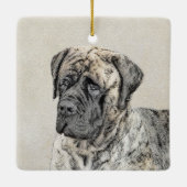 Ornement En Céramique Mastiff anglais (Brindle) Peinture - Chien Art (Dos)