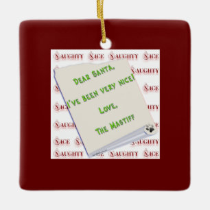 Ornement En Céramique Mastiff Naughty ou Nice Porte - clé