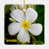 Ornement En Céramique Maui, Fleurs Plumeria en rose et blanc (Dos)