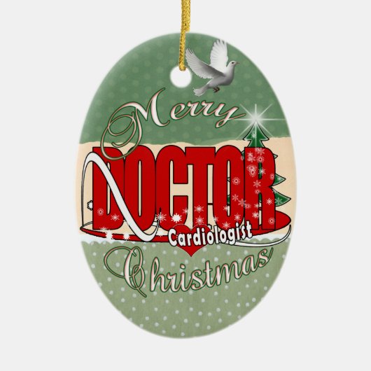 ORNEMENT EN CÉRAMIQUE MÉDECIN CARDIOLOGISTE DE NOËL (Devant)