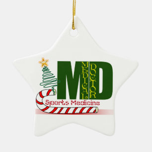 ORNEMENT EN CÉRAMIQUE MÉDECIN DE NOËL DE MÉDECINE DE SPORTS DE DM