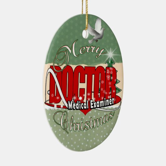 ORNEMENT EN CÉRAMIQUE MÉDECIN DE NOËL EXAMINATEUR MÉDICALE (Droite)