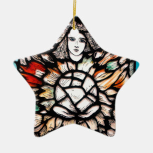 Ornement En Céramique Méditation en couleurs.