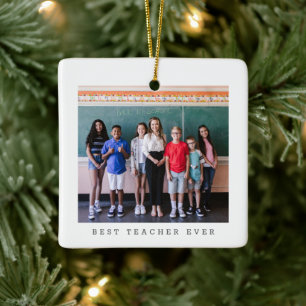 Ornement En Céramique Meilleur Enseignant Photo Noël Personnalisé
