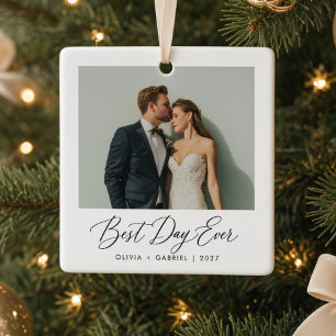 Ornement En Céramique Meilleur jour de tous Photo de mariage personnalis