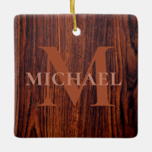 Ornement En Céramique Meilleur papa jamais Dark Mahogany grain de bois