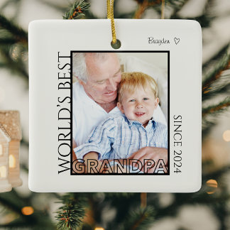 Ornement En Céramique Meilleur Papi du Monde Photo Cadeau de Noël offert