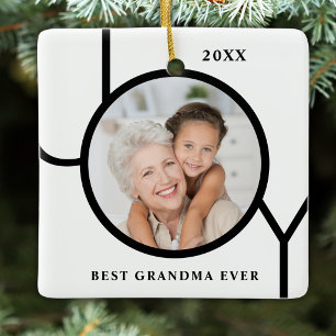Ornement En Céramique Meilleure Grand-mère Photo Noël