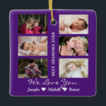 Ornement En Céramique Meilleure grand-mère toujours personnalisée Photos<br><div class="desc">Cet ornement a un modèle de collage facile où vous pouvez télécharger vos 6 photos préférées de grand-mère et petits-enfants. Ce sera le cadeau parfait pour montrer votre amour pour votre grand-mère. Vous pouvez offrir à Noël et à toute autre occasion pour express votre amour à votre nana.</div>