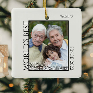 Ornement En Céramique Meilleure Photo de Grands-Parents pour Noël