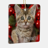 Ornement En Céramique Meilleure photo personnalisée Chat Kitten + Nom Ph (Droite)