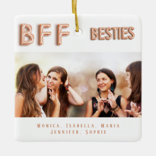 Ornement En Céramique Meilleures amies pour toujours photo rose gold mei