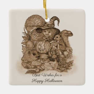 Ornement En Céramique Meilleurs vœux pour un joyeux Halloween