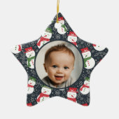 Ornement En Céramique Mellow Snowmen - First Christmas photo custom. (Devant)