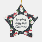 Ornement En Céramique Mellow Snowmen - First Christmas photo custom. (Dos)