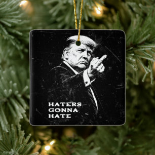 Ornement En Céramique Meme drôle du doigt d'honneur de Trump 2026