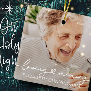 Ornement En Céramique Mémoire d'amour Moderne Élégant Mémorial Photo de 