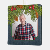 Ornement En Céramique Mémorial aux pins de Denim bleu Boughs Noël (Gauche)