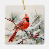 Ornement En Céramique Memorial Custom Keepsaké Red Cardinal (Devant)