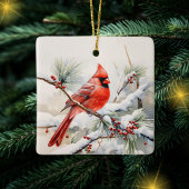 Ornement En Céramique Memorial Custom Keepsaké Red Cardinal