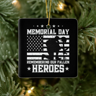 Ornement En Céramique Memorial Day Design Vintage Veterans Day USA Flag