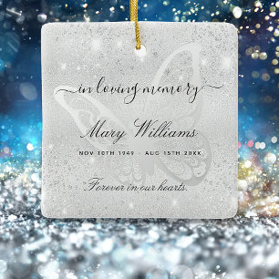 Ornement En Céramique Mémorial des papillons de parties scintillant d'ar