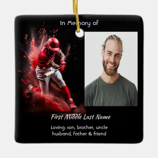 Ornement En Céramique Memorial Keepsake Baseball Softball (Devant)