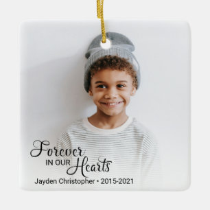 Ornement En Céramique Mémorial Photo d'Enfant Pour Toujours Dans Nos Cœu